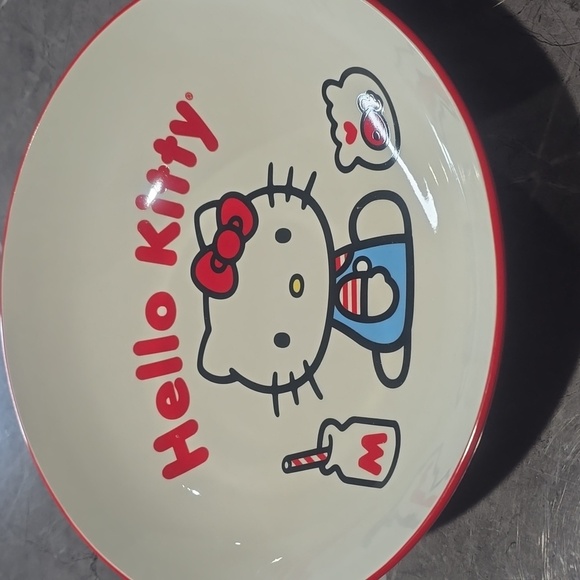 Hello Kitty Milk and Goldfish Red and White Ceramic Dinner Pasta Bowl 3SETS - Picture 2 of 4
